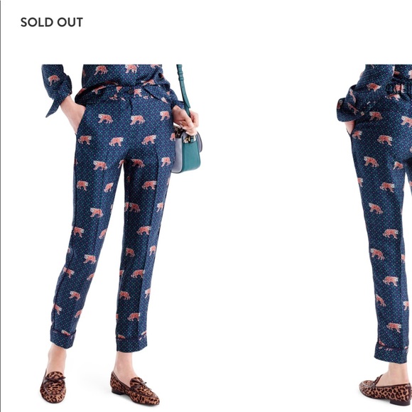 J. Crew Pants - JCREW 100% Silk Tiger Easy Tiger Print Pants